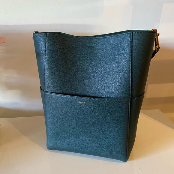 CELINE Seau Sangle in Amazone green medium NWT Never Been Used - Picture 5 of 16
